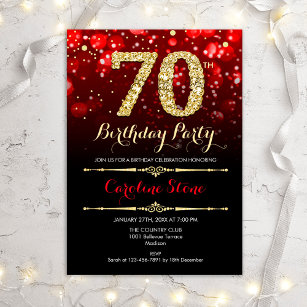 70e verjaardag - Red Black Gold Kaart
