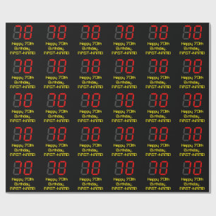 70e verjaardag: Red Digital Clock Style "70" + naa Cadeaupapier