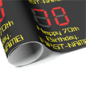 70e verjaardag: Red Digital Clock Style "70" + naa Cadeaupapier (Rol Hoek)