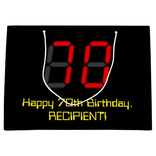 70e verjaardag: Red Digital Clock Style "70" + naa Groot Cadeauzakje (Voorkant)