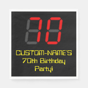 70e verjaardag: Red Digital Clock Style "70" + naa Servet