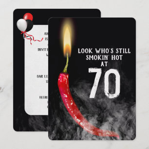 70e verjaardag Red Hot Pepper Candle Kaart