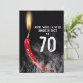70e verjaardag Red Hot Pepper Candle Kaart (Staand voorkant)