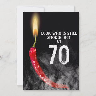 70e verjaardag Red Hot Pepper Candle Kaart