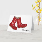 70e verjaardag Red Welly Boot vader / man / man Kaart (Gele Bloem)