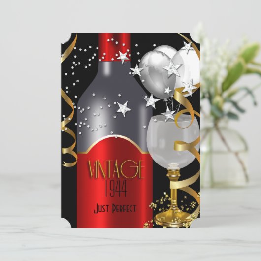  70e verjaardag Red Wine Black Silver 2 Kaart (Staand voorkant)