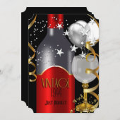 70e verjaardag Red Wine Black Silver 2 Kaart (Voorkant / Achterkant)