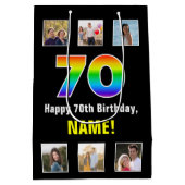 70e verjaardag: Regenboog "70", aangepaste foto's  Medium Cadeauzakje (Achterkant)