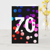 70e verjaardag RegenboogStippen op zwart Kaart (Gele Bloem)