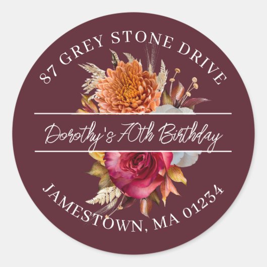 70E verjaardag retour adres label (Voorkant)