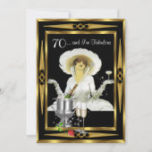 70e verjaardag Retro Diva Art Deco Black Gold Kaart (Voorkant)
