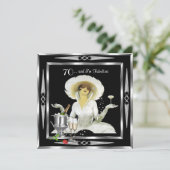 70e verjaardag Retro Diva Art Deco Black Silver 2 Kaart (Staand voorkant)