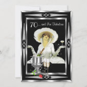 70e verjaardag Retro Diva Art Deco Black Silver Kaart (Voorkant)