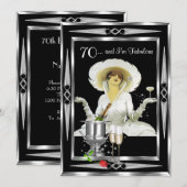 70e verjaardag Retro Diva Art Deco Black Silver Kaart (Voorkant / Achterkant)