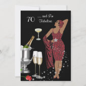 70e verjaardag Retro Diva Art Deco Red 2 Kaart (Voorkant)