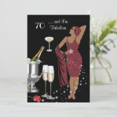 70e verjaardag Retro Diva Art Deco Red 2 Kaart (Staand voorkant)