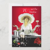 70e verjaardag Retro Diva Art Deco Red Silver Kaart (Voorkant)