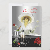 70e verjaardag Retro Diva Art Deco Red Silver Kaart (Voorkant)