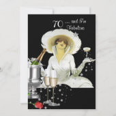 70e verjaardag Retro Diva Art Deco Red Silver Kaart (Voorkant)