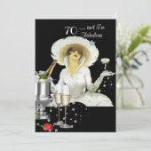70e verjaardag Retro Diva Art Deco Red Silver Kaart (Staand voorkant)
