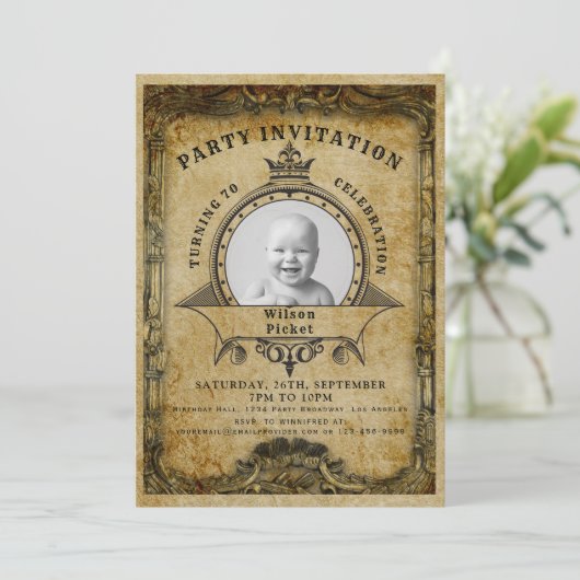 70e Verjaardag  Retro Foto Verrassingsfeest Kaart (Staand voorkant)