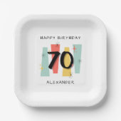 70e verjaardag Retro Midcentury Modern Kleurrijk Papieren Bordje (Voorkant)