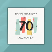 70e verjaardag Retro Midcentury Modern Kleurrijk Servet