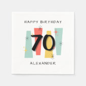 70e verjaardag Retro Midcentury Modern Kleurrijk Servet (Voorkant)