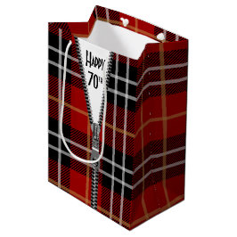 70e verjaardag rits op Tartan Plaid Medium Cadeauzakje