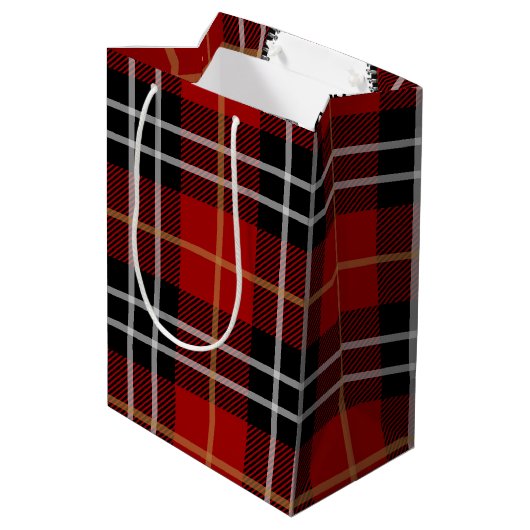 70e verjaardag rits op Tartan Plaid Medium Cadeauzakje (Achterkant Gekanteld)
