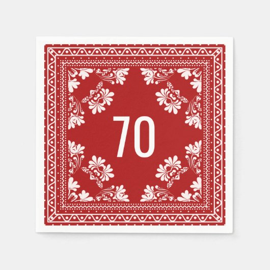 70e verjaardag Rode Bandana Servet (Voorkant)