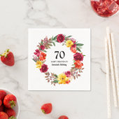 70e verjaardag Rode Oranje Gele Herfst Floral Servet (Insitu)