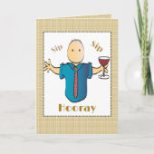 70e Verjaardag Rode Wijn Cartoon voor Hem Funny Bo Kaart (Voorkant)