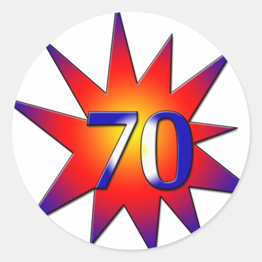 70e verjaardag ronde sticker (Voorkant)