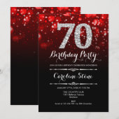 70e verjaardag - Rood Zwart Zilver Kaart (Voorkant / Achterkant)
