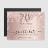 70e verjaardag roos glitter sparen de datummagneet (Voorkant / Achterkant)
