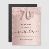 70e verjaardag roos glitter sparen de datummagneet (Voorkant / Achterkant)
