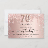70e verjaardag roos glitters bewaar de datum save the date (Voorkant)