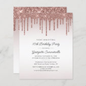 70e verjaardag Roos Gold Glitter Drip Invite (Voorkant / Achterkant)