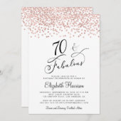 70e verjaardag Roos Gold Glitter Kaart (Voorkant / Achterkant)