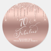 70e verjaardag Roos Gold Glitter Ronde Sticker (Voorkant)