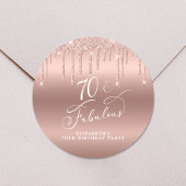 70e verjaardag Roos Gold Glitter Ronde Sticker