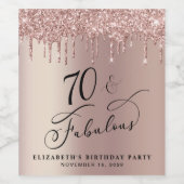 70e verjaardag Roos Gold Glitter Wijn Etiket (Enkel label)