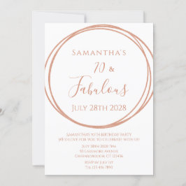 70e Verjaardag Roos Gold Minimal Birthday Kaart