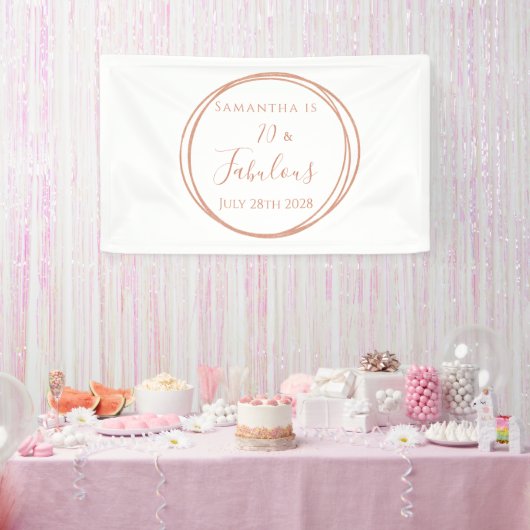 70e verjaardag Roos Gold Minimal verjaardagsfeestj Spandoek (Feest)