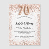 70e verjaardag roos goud witte luxe luxe magnetische uitnodiging (Voorkant)