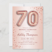 70e verjaardag - Roos gouden ballonnen Kaart (Voorkant)