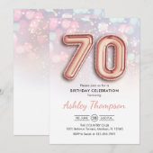 70e verjaardag - Roos gouden ballonnen roze lichte Kaart (Voorkant / Achterkant)