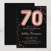 70e verjaardag - Roos gouden ballonnen zwart Kaart (Voorkant / Achterkant)