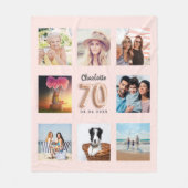 70e verjaardag roos gouden blauwe foto collage naa fleece deken (Voorkant)